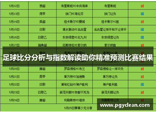 足球比分分析与指数解读助你精准预测比赛结果